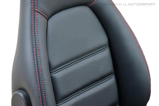 Leather Seat Covers (set of two) Black With Red Stitching