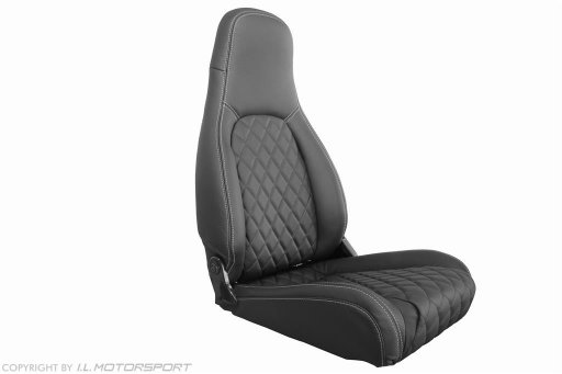 Leather Seat Covers (set of two) Black / silver With Diamond Stitch