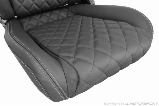 Leather Seat Covers (set of two) Black / silver With Diamond Stitch