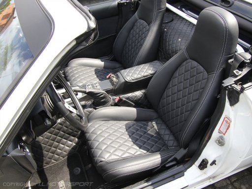 Leather Seat Covers (set of two) Black / silver With Diamond Stitch