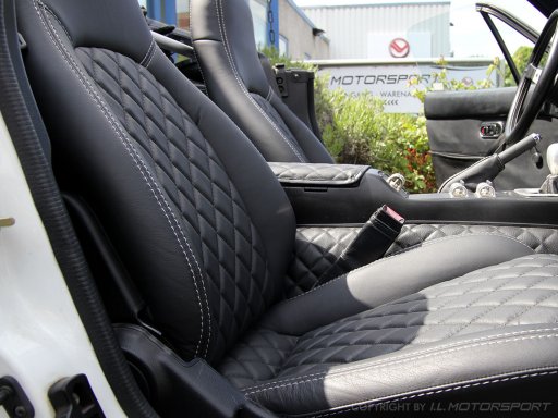 Leather Seat Covers (set of two) Black / silver With Diamond Stitch