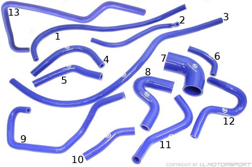 MX-5 Vacuüm Slangen Set Silicone Blauw I.L.Motorsport