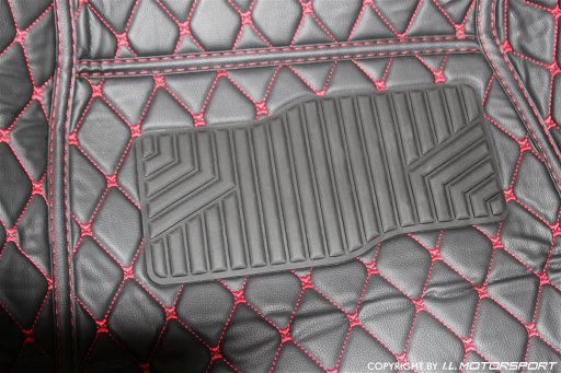 MX-5 Quilted Black Carpet Mat Set With Red Stitching 5 Piece