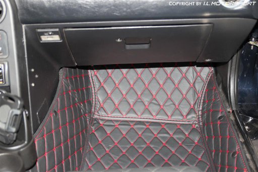 MX-5 Quilted Black Carpet Mat Set With Red Stitching 5 Piece