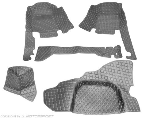MX-5 Quilted Black Carpet Mat Set With Black Stitching 5 Piece