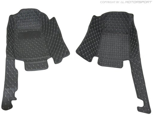 MX-5 Quilted Black Carpet Mat Set With Black Stitching 5 Piece