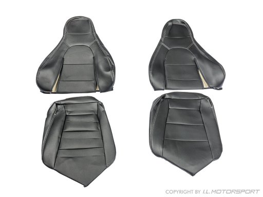 MX-5 IL Motorsport set kunst lederen stoelhoezen zilver stiksel NA Pilootstoelen 
