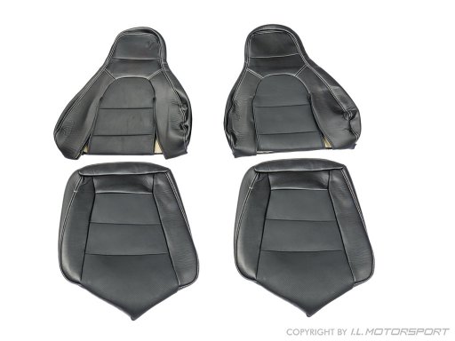 MX-5 IL Motorsport set echt lederen stoelhoezen zilver stiksel NA Pilootstoelen