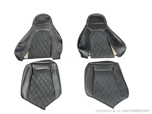 MX-5 IL Motorsport set echt lederen stoelhoezen  zilver diamond stiksel NA Pilootstoelen 
