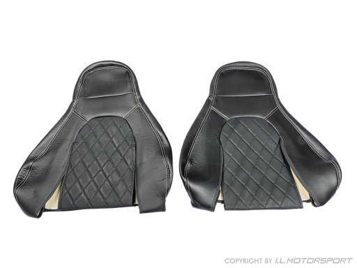 MX-5 IL Motorsport set echt lederen stoelhoezen  zilver diamond stiksel NA Pilootstoelen 