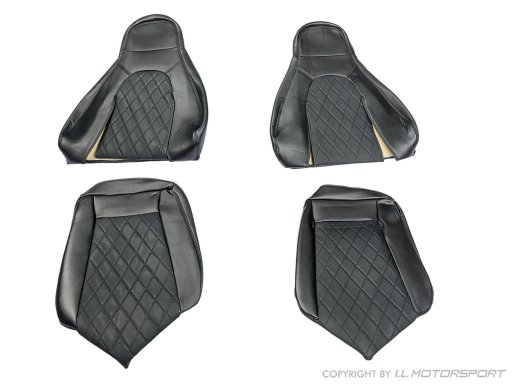 MX-5 IL Motorsport set echt lederen stoelhoezen  zwart diamond stiksel