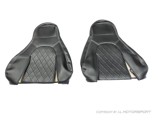 MX-5 IL Motorsport set kunst lederen stoelhoezen zilver diamond stiksel NA Pilootstoelen 