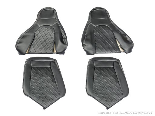 MX-5 IL Motorsport set kunst lederen stoelhoezen zilver diamond stiksel NA Pilootstoelen 