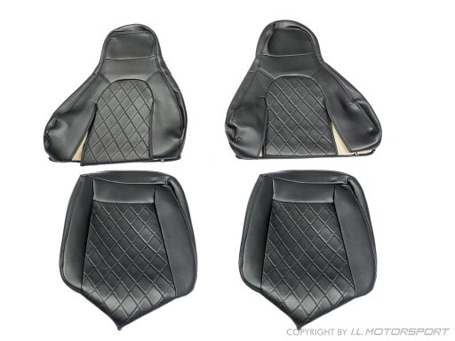 MX-5 IL Motorsport set of imitation leather seat covers black quilted stitching MK1 Pilot seats 