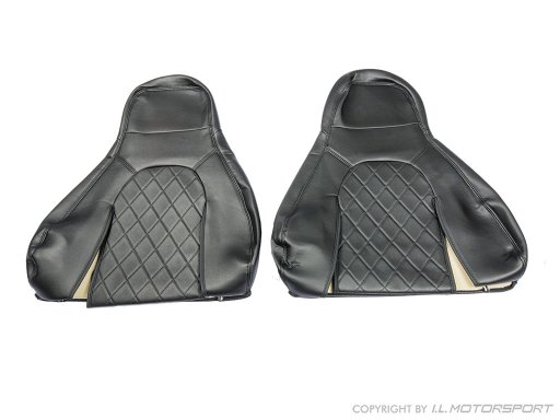 MX-5 IL Motorsport set kunst lederen stoelhoezen zwart diamond stiksel NA Pilootstoelen 
