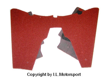 Mat, behind seats, red, coarse woven / meshed