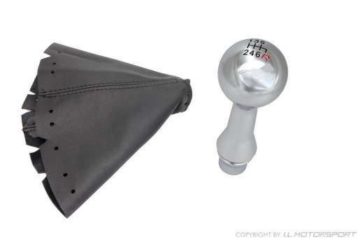 MX-5 Chromed Easy Shifter Gear Knob with Shift Pattern & Leather Gaiter 6 Speed