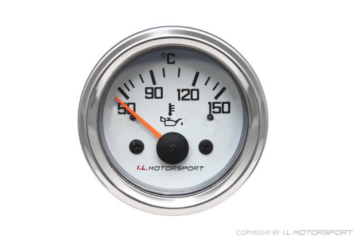 MX-5 Oil Temperature Gauge Ø 52mm White With Chromed Ring I.L.Motorsport