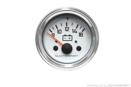 MX-5 Voltmeter Gauge Ø 52mm White With Chromed Ring I.L.Motorsport