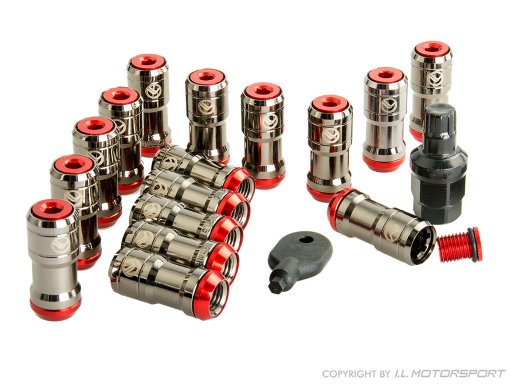 MX-5 aangepaste velgbeveiliging set 16 stuks rood, M12 x 1,5