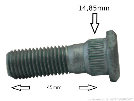 MX-5 Radbolzen hinten 14,85mm Rändel Ø