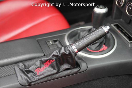 MX-5 Handbrake Gaiter Black Leather Black Logo