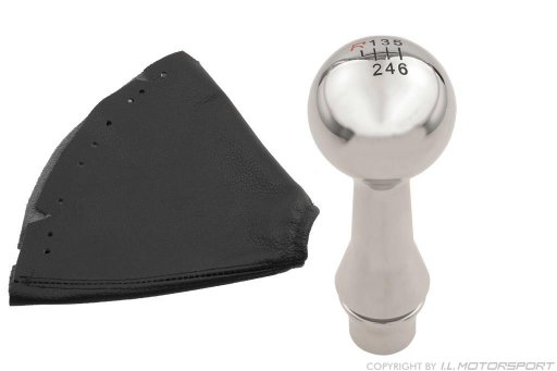 MX-5 Chromed Easy Shifter Gear Knob with 6 Speed Shift Pattern & Leather Gearlever Gaiter