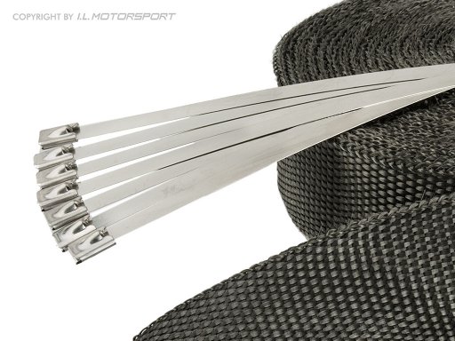  Zwarte titanium gladde thermoband, asbestvrij. Temp. tot 1100°C