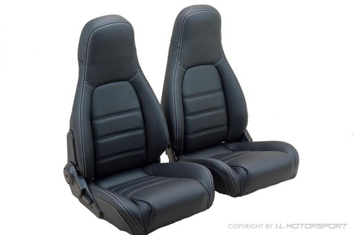 Leather Seat Covers (set of two) Black With Silver Stitching