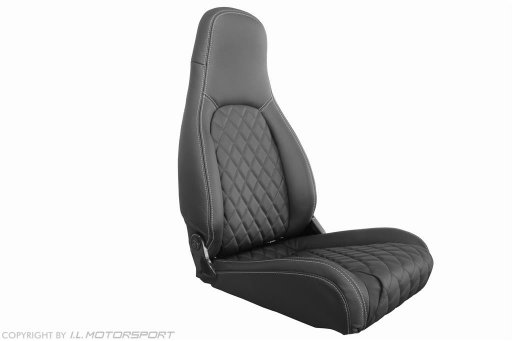 MX-5 Leather Seat Covers (set of two) Black / silver With Diamond Stitch
