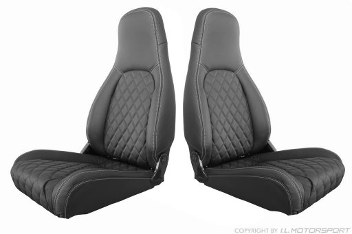 MX-5 IL Motorsport set kunst lederen stoelhoezen zilver diamond stiksel NA Pilootstoelen 
