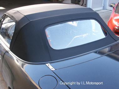 Mazda MX5 NB Verdeck PVC schwarz Kunststoffscheibe Reißverschluss Regenrinnen