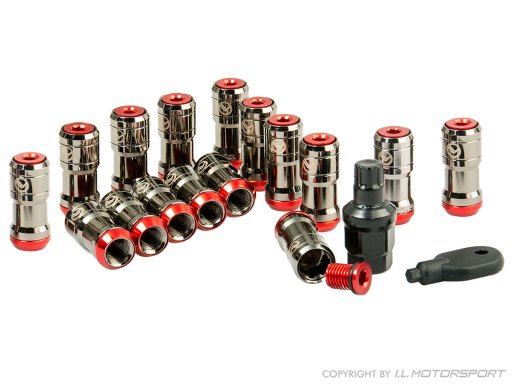 MX-5 aangepaste velgbeveiliging set 16 stuks rood, M12 x 1,5