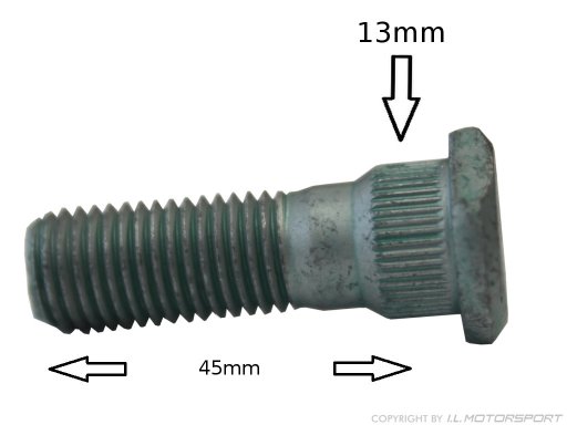45mm Long Extended Wheel Lug Studs For Mazda 5 m12x1.5 Knurl:13mm Year 2010 