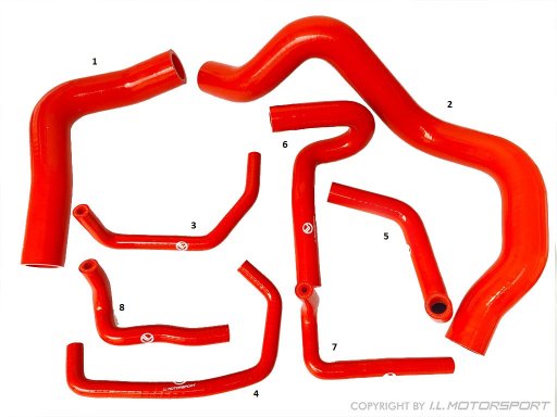 MX-5 Koel Water Slangen Set Silikon I.L.Motorsport - rood