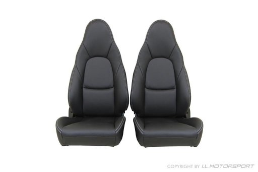 Leather Seat Covers (set of two) Black With Silver Stitching