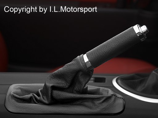 MX-5 Black Leather & Chrome Handbrake Sleeve I.L.Motorsport