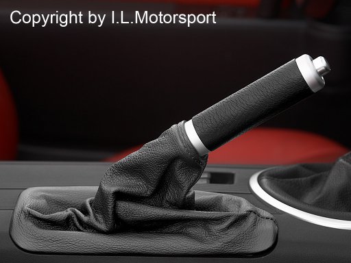 MX-5 Black Leather & Silver Eloxated Handbrake Sleeve I.L.Motorsport