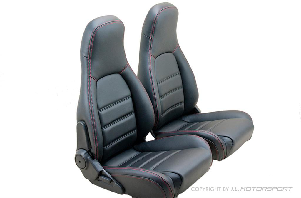 Leather Seat Covers Set Of Two Black With Red Stitching - Mazda 3 Car Seat Covers Australia