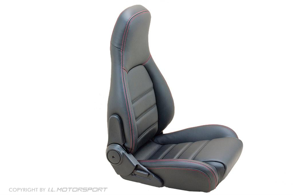 Leather Seat Covers Set Of Two Black With Red Stitching - Car Seat Covers Leather Red