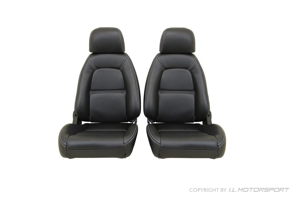Leather Seat Covers Set Of Two Black With Silver Stitching - 1996 Mustang Gt Leather Seat Covers