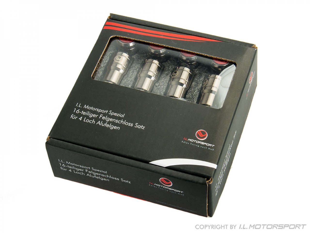 MX-5 Customized wheel lock set 16 pieces red, M12 x 1.5