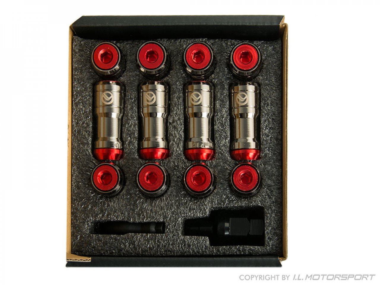 MX-5 Customized wheel lock set 16 pieces red, M12 x 1.5