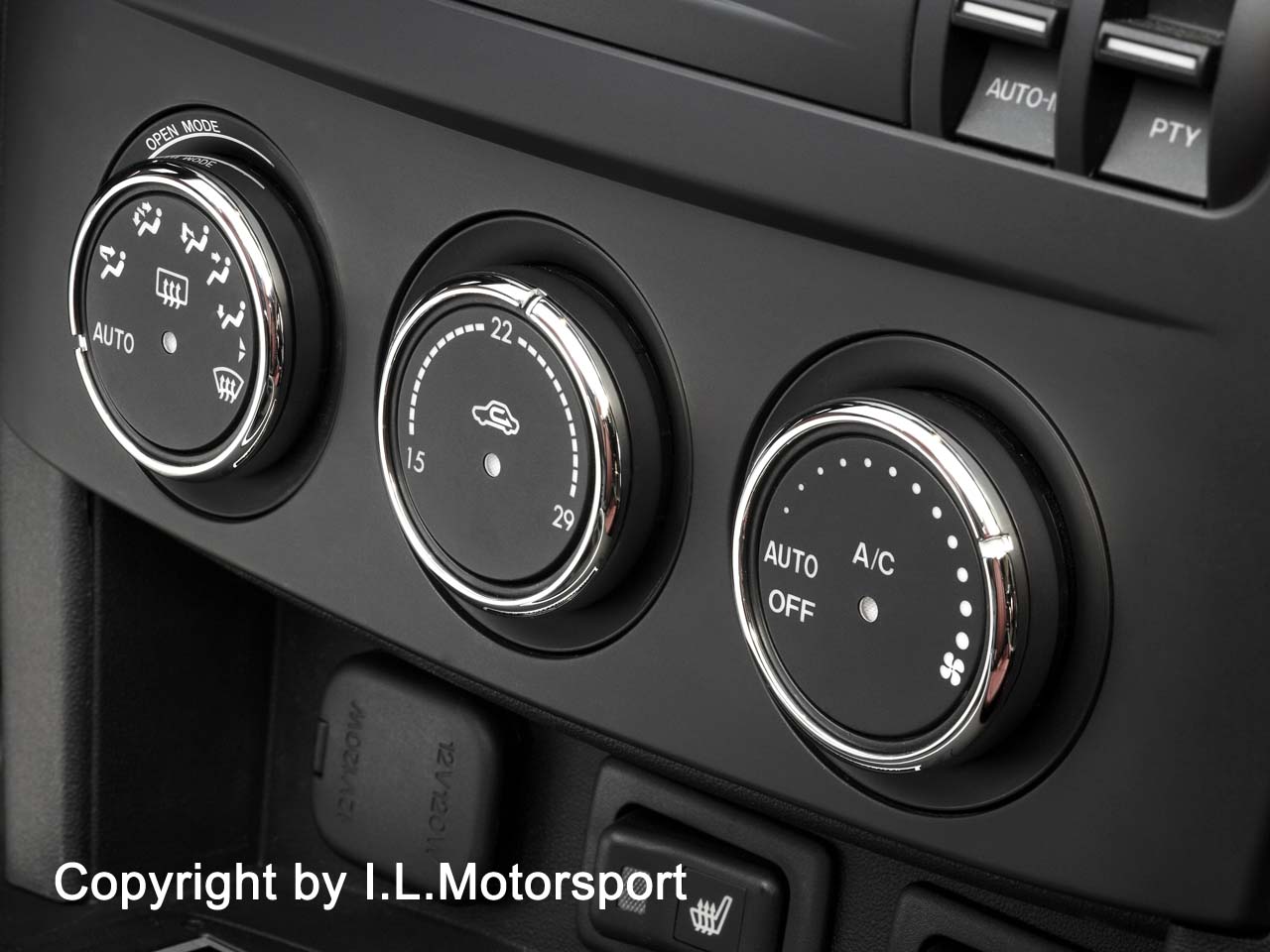 MX5 Heater Control Knob Rings "Plastic" Chromed I.L.Motorsport